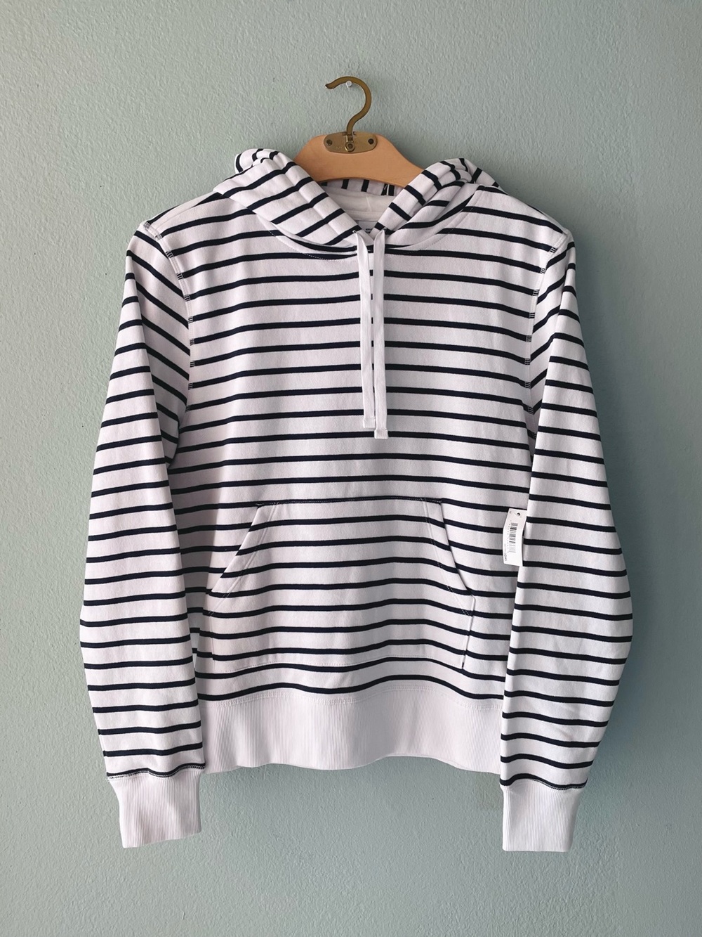 Amazon Essentials | White & Navy Striped Terry Fleece Pullover Hoodie